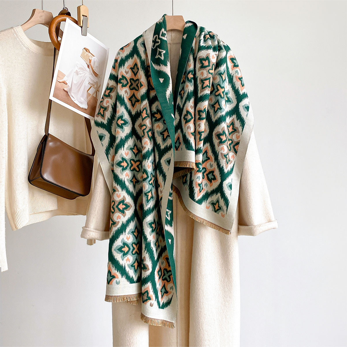 Woven Scarf Blanket - Sciarpa Reversibile da Donna in Finta