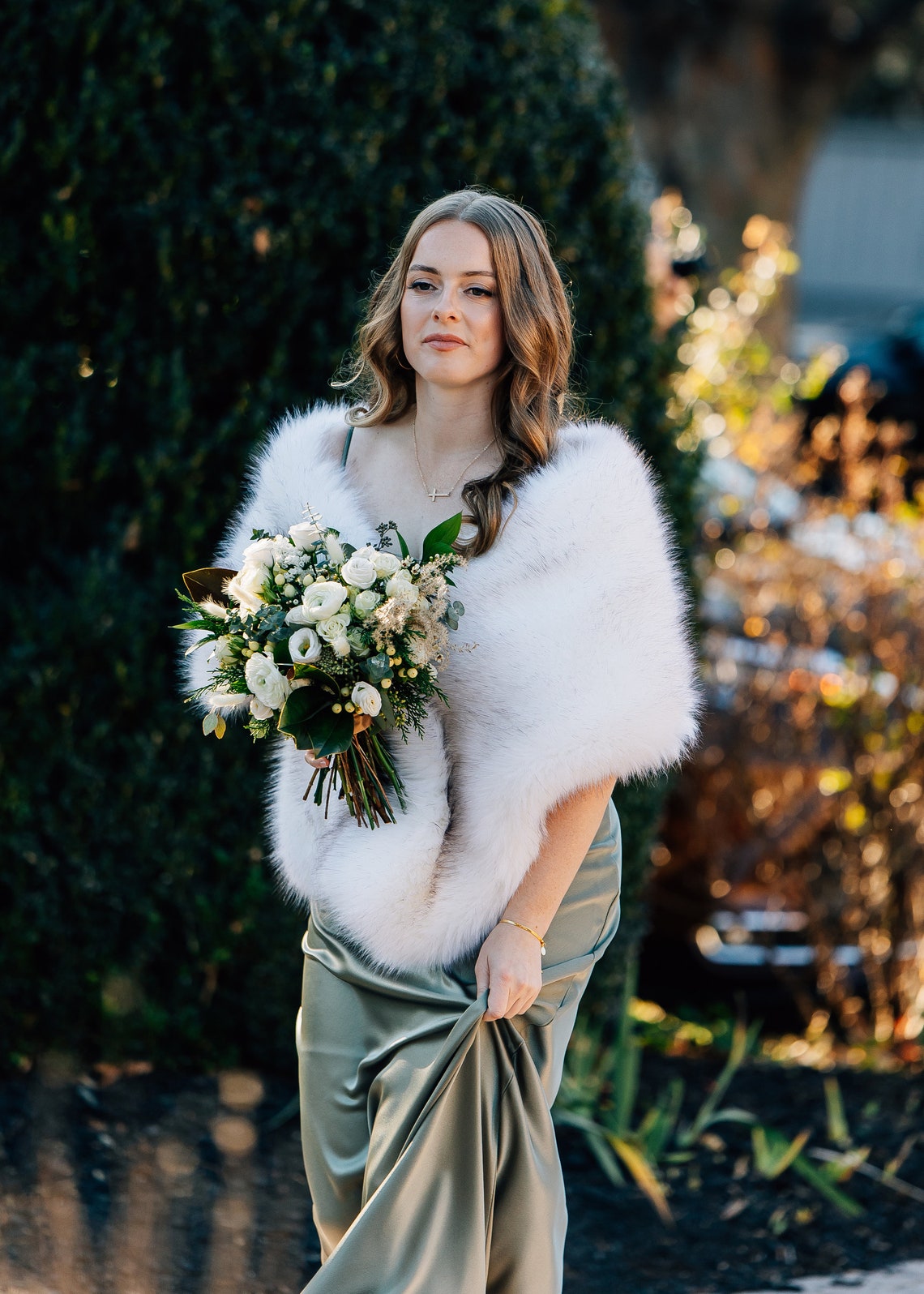 Avorio con punte nere faux fur - Stole Wedding Shawl recensione e prezzo