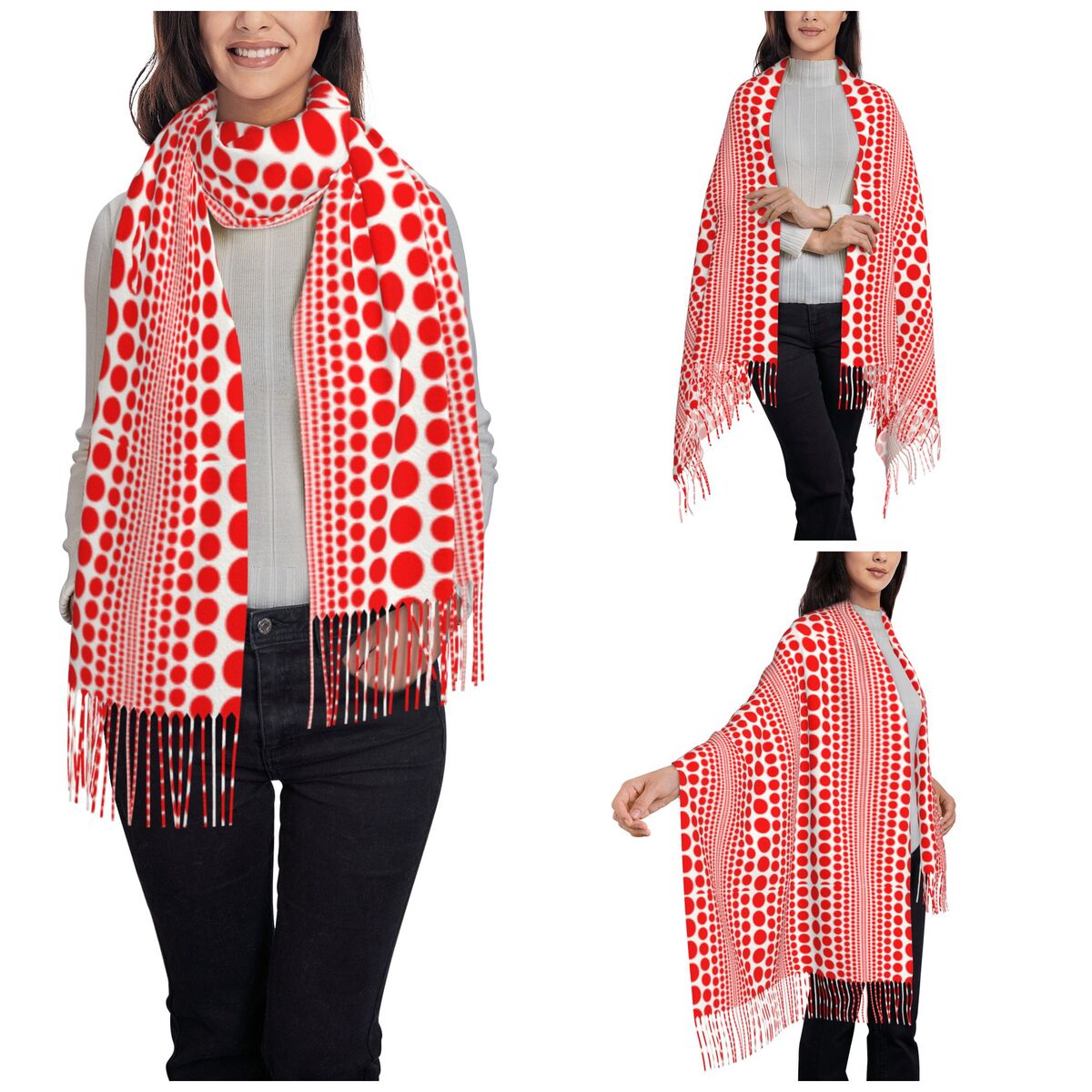 Sciarpa rossa con motivo a poi - Infinity Scarf Knit recensione e prezzo
